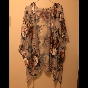 Floral Kimono with Tassles